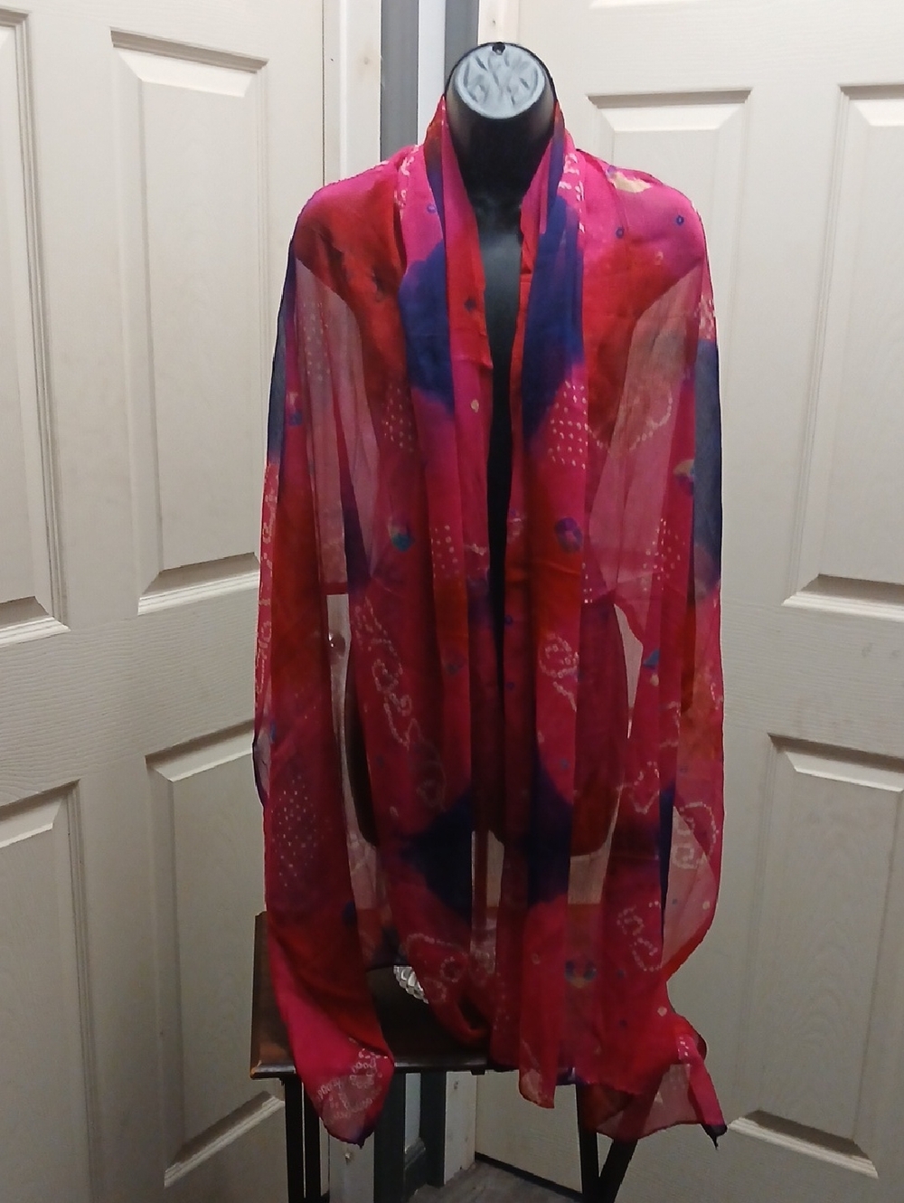 Lightweight Dark Pink & Black Sheer Scarf - Women's Fashion Accessory